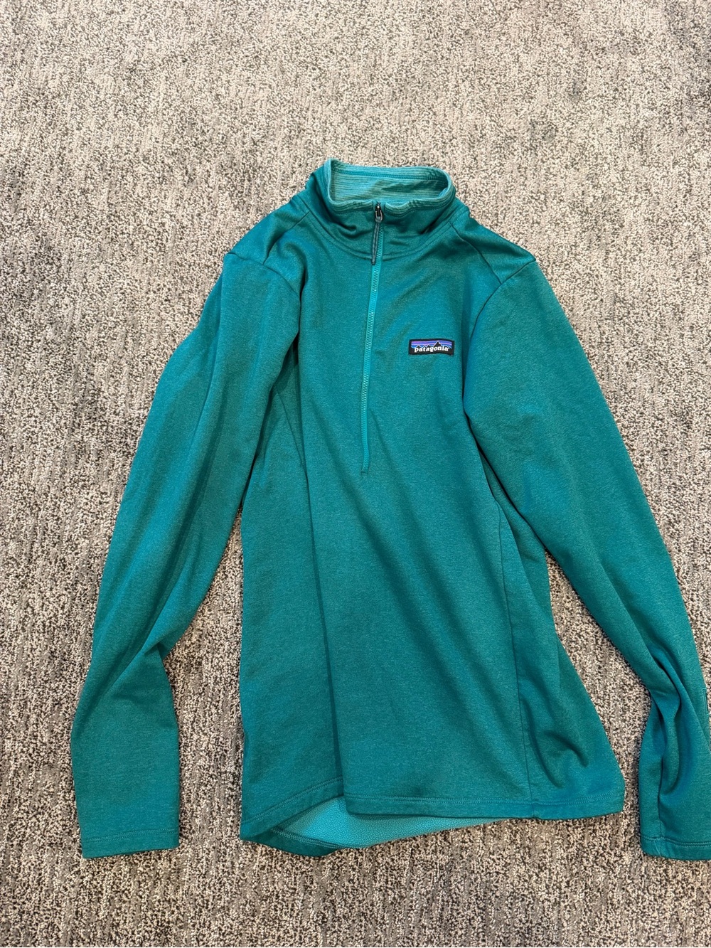 Patagonia Teal Quarter-Zip Cowl Neck Fleece Pullover